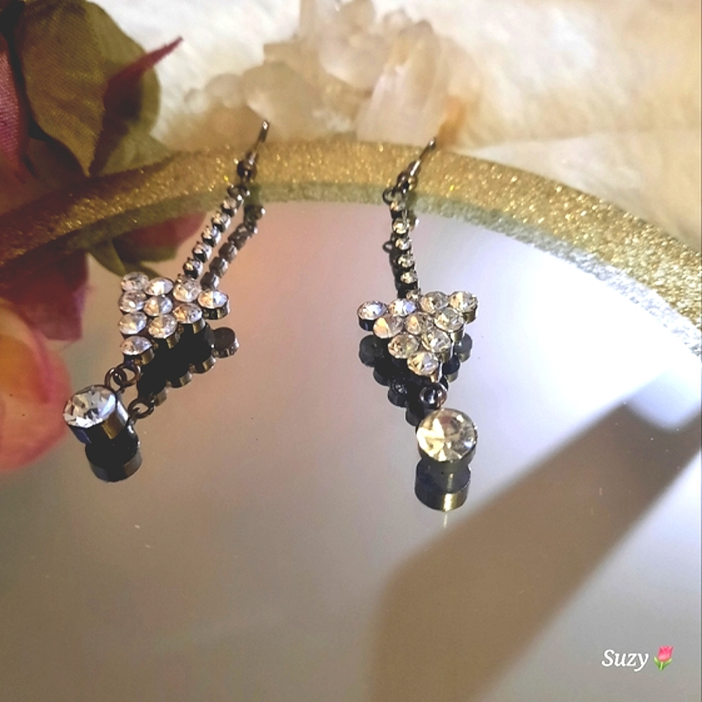 Dangly "Diamond" Glitzy Piered Earrings